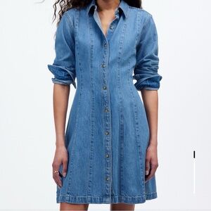 Madewell Seamed Mini Dress in Ramey Wash: Airy Denim Edition sz 4